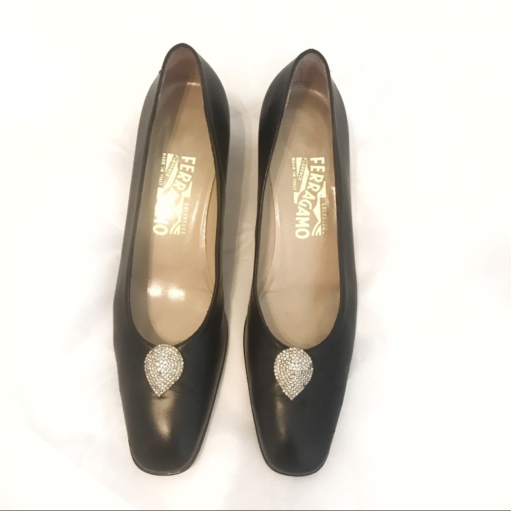 Salvatore Ferragamo Black Chunk Heel 10.5